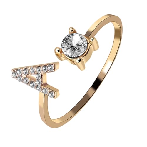 CLISPEED Verstellbarer Damenring mit Buchstaben motiv Kreatives Design mit Funkelnden Strasssteinen Modischer Offener Fingerring Stilvoller Partyschmuck für Frauen und Mädchen CLISPEED Verstellbarer Damenring mit Buchstaben motiv Kreatives Design mit Funkelnden Strasssteinen Modischer Offener Fingerring Stilvoller Partyschmuck für Frauen und Mädchen von CLISPEED