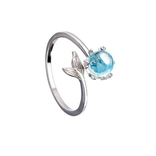 CLISPEED Verstellbarer Damenring mit Fischschwanz design Eleganter Zirkonia schmuck in Weißgold Offene Form für Frauen Stilvoller Fingerring für Freundinnen und Besondere Anlässe von CLISPEED