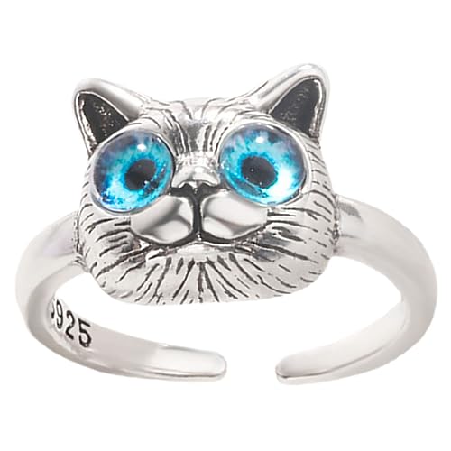 CLISPEED Verstellbarer Damenring mit Süßer Katzenform Offener Fingerring Modischer Ringschmuck für Frauen Verstellbar Design für Alltag Party und Zeremonien von CLISPEED