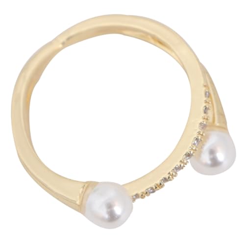 CLISPEED Verstellbarer Damenring mit Vintage Perlen Offener Kreuz Design Fingerring Modischer und Zarter Schmuck für Frauen Handgefertigt für Party und Alltag von CLISPEED
