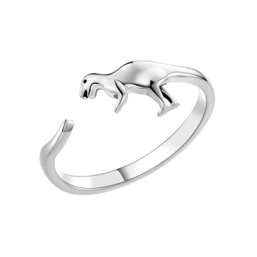 CLISPEED Verstellbarer Dinosaurier Ring aus Sterling Silber Offener Tier ring Allergikerfreundlich für Damen und Herren Modisches Schmuckaccessoire für Alltag und Party von CLISPEED