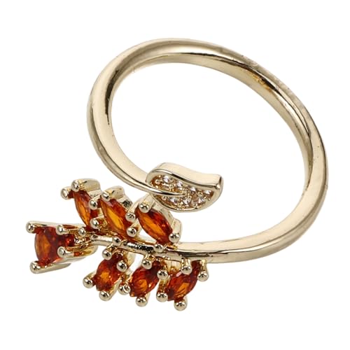 CLISPEED Verstellbarer Blatt Statement Ring für Frauen Geometrisches Design Zirkonia Minimalistischer Schmuck Elegantes Accessoire von CLISPEED