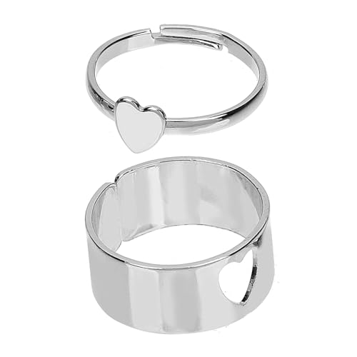 CLISPEED Verstellbarer Herzring Offener Partnerring für Damen Charmantes Design Hautfreundlich Eleganter Modeschmuck Geschenkidee von CLISPEED