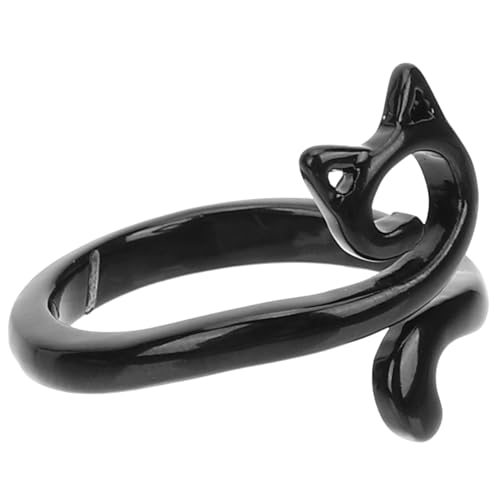 CLISPEED Verstellbarer Katzenring Damen Alloy Schmuck Offener Fingerring Tiermotiv Modisch Langlebig Komfortabel Schwarz CLISPEED Verstellbarer Katzenring Damen Alloy Schmuck Offener Fingerring Tiermotiv Modisch Langlebig Komfortabel Schwarz von CLISPEED