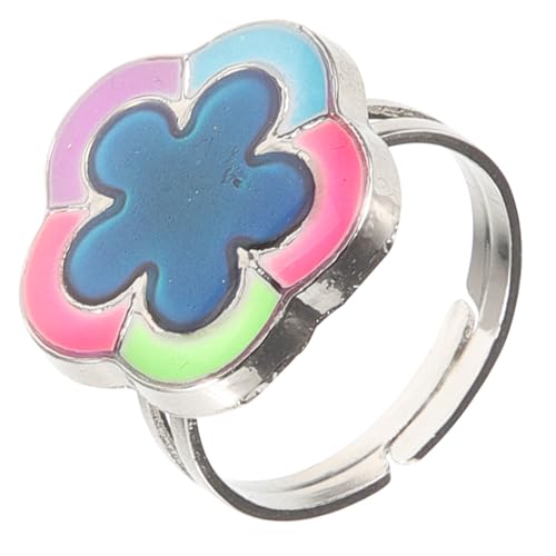 CLISPEED Verstellbarer Mood Ring Damen Farbwechsel Blume Offener Fingerring Alloy Langlebig Geburtstag Party von CLISPEED