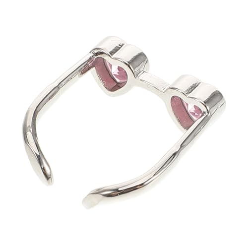CLISPEED Verstellbarer Offener Brillenring für Damen und Herren Kreativer Eyeglass Finger Ring aus Legierung Niedliches Pinkes Herz Design Modischer Indexfinger Schmuck für Alltag von CLISPEED