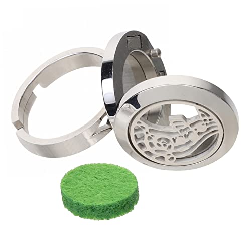 CLISPEED Verstellbarer Offener Edelstahlring Damen Herren Aromatherapie Diffusor Schmuck Atmungsaktiv Langlebig Modisch für Ätherische Öle und Besondere Anlässe von CLISPEED