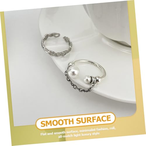 CLISPEED Verstellbarer Perlenkettchen Offener Ring Damen Leicht und Robust Eleganter Schmuck für Alltag und Geschenk zum Valentinstag von CLISPEED