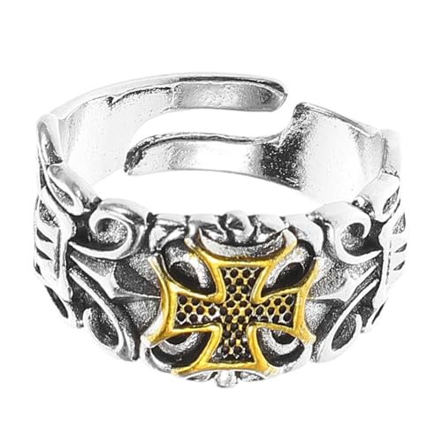 CLISPEED Ringe Für Männer Verstellbarer Herrenring Mit Offener Kreuzdekoration Robustes Material Für Alltags Und Kostümbekleidung von CLISPEED