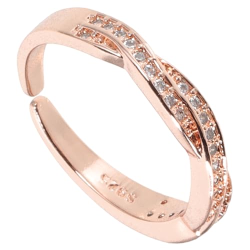 CLISPEED Verstellbarer Zirkonring für Damen Offener Ring Roségold Modischer Schmuck für Frauen für Geburtstage Feiertage Hochwertiger Damenring mit Glänzendem Design von CLISPEED
