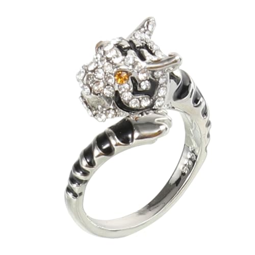 CLISPEED Verstellbarer Zodiakring Tiger Design aus Kupfer für Damen und Herren Modischer Schmuck Langlebiger Offener Animal Ring als für Geburtstag und von CLISPEED