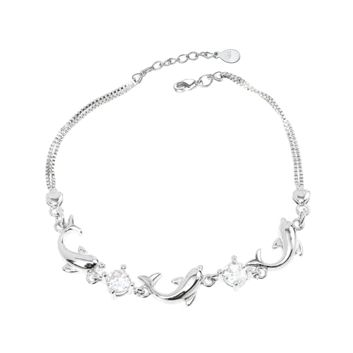 CLISPEED Verstellbares Delfin Armband Damen Silber Beschichtet Einstellbar Valentinstag Für Freundin Geburtstag Schmuck von CLISPEED