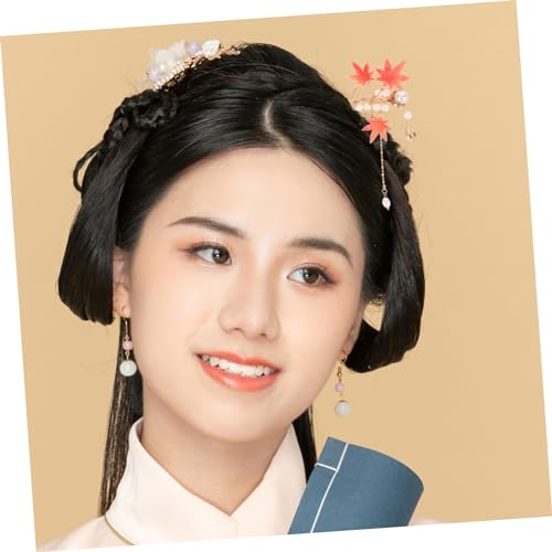 CLISPEED Vintage Ahornblatt Haarschmuck Haarnadel mit Quaste Chinesischer Haarstab für Frauen Eleganter Haarstick für Dutt Asiatischer Stil Einfach zu Tragen und Vielseitig Kombinierbar von CLISPEED