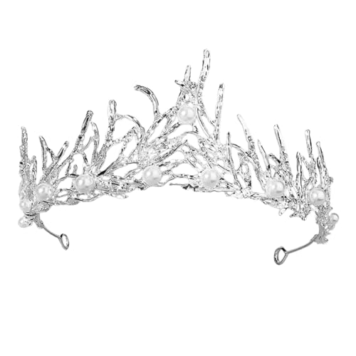 CLISPEED Vintage Barock Zweige Krone Haarschmuck für Damen Braut Hochzeit Tiara Schmuckstück Silber von CLISPEED