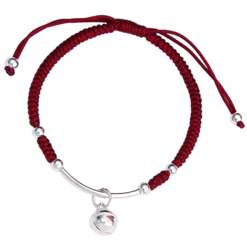 CLISPEED Vintage Bell Charm Rotes Geflochtenes Armband Verstellbar Freundschaftsschmuck Für Damen Und Herren Hautfreundliches Geflochtenes Seilarmband Als Geschenk Für Freunde Und Familie von CLISPEED