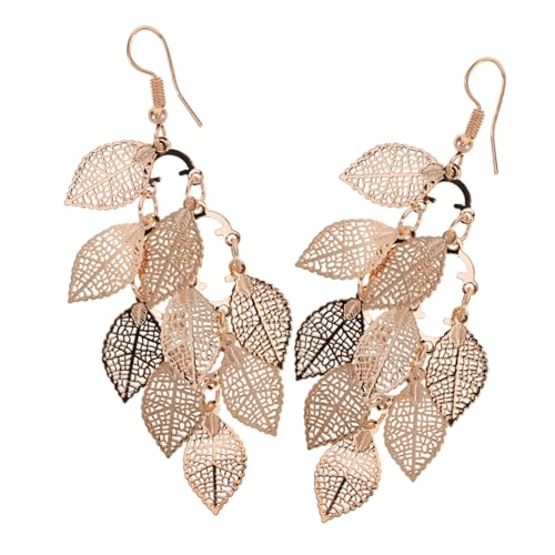 CLISPEED Vintage Blattohrringe Damen Goldplattiert Lange Boho Chandelier mit Quasten Statement Hänger Langlebig Sommerlich Frischer Stil von CLISPEED