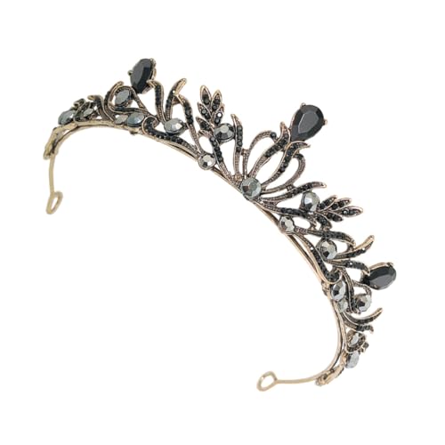 CLISPEED Vintage Brautkrone Barock Haarreif Schwarz Luxus Kopfschmuck für Frauen Mädchen Hochzeit Geburtstag Party Brautschmuck von CLISPEED