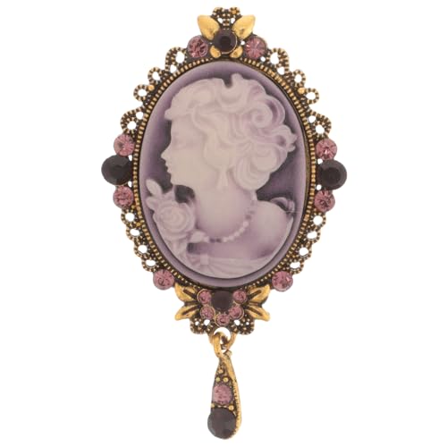 CLISPEED Vintage Damenbrosche mit Erhabenem Portrait und Funkelndem Strassstein Modischer Anstecknadel für Kleidung Vielseitiger Schmuck für Party Alltag und Festliche Anlässe von CLISPEED