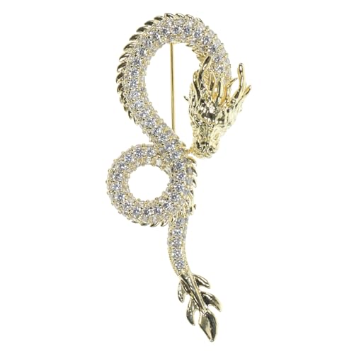 CLISPEED Vintage Drachenbrosche aus Kupfer Detaillierte Handarbeit Chinesischer Stil Anstecknadel für Damen und Herren Einzigartiger Schmuck für Anzug und Kleidung Langlebige Dekorative von CLISPEED