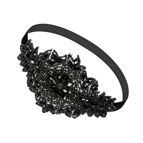 CLISPEED Vintage Fascinator Stirnband mit Funkelnden Strasssteinen Eleganter Kopfschmuck für Damen Geeignet für Hochzeitsgäste Abend und Tanzpartys Modisches Accessoire in Schwarz von CLISPEED