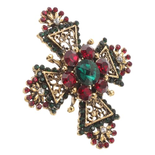 CLISPEED Vintage Geometrische Kreuzbrosche Damen Schmuck Anstecknadel mit Strass Modische Große Brosche für Party Elegante Kleidung Dekoration Hochwertiges Legierungsdesign Vielseitig für von CLISPEED