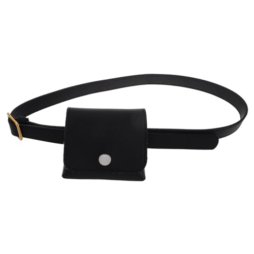 CLISPEED Vintage Gürteltasche Damen Hüfttasche Hüfttasche und Modischer Gürtel aus PU für Alltag Festival Freizeit Stylische Retro mit Schlüssel und Handytasche Schwarz von CLISPEED