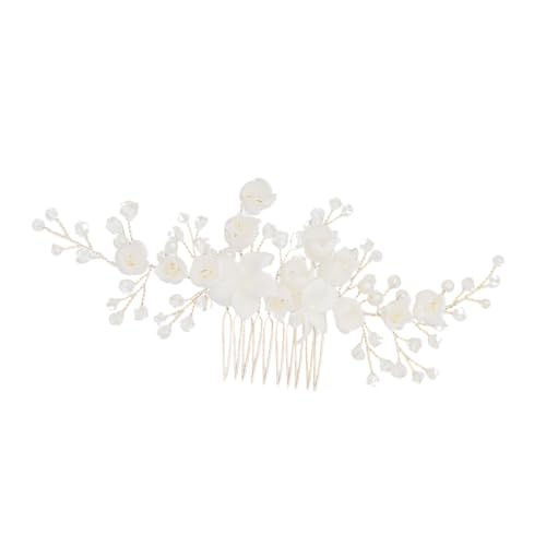 CLISPEED Vintage Haarkamm mit Blüten und Perlen Chinesischer Brautschmuck für Hochzeit Bühne und Fest Eleganter Kopfschmuck in Gold Geeignet für Braut und Besondere Anlässe von CLISPEED