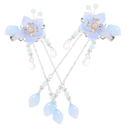 CLISPEED Vintage Haarnadeln mit Blüten und Perlen Quaste Eleganter Retro Haarclip für Damen Passender Haarschmuck zu Hanfu und Klassischen Outfits Einfach zu Befestigen für Partys und von CLISPEED