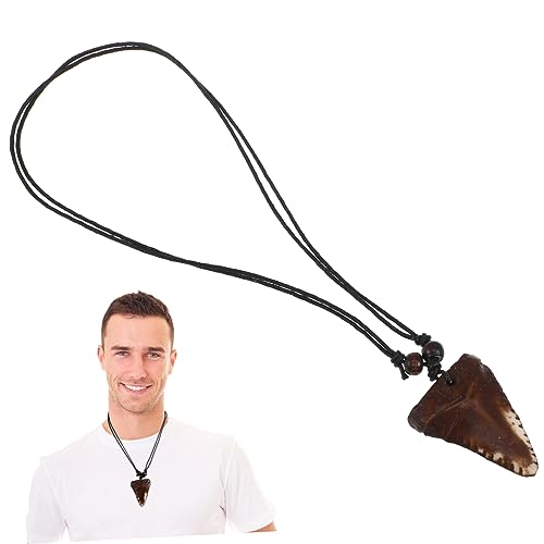 CLISPEED Vintage Haifischzahn Halskette für Herren Handgefertigte Resin Kette im Tribal Stil Leicht und Langlebig für Outfits und Entspannten Strandlook von CLISPEED
