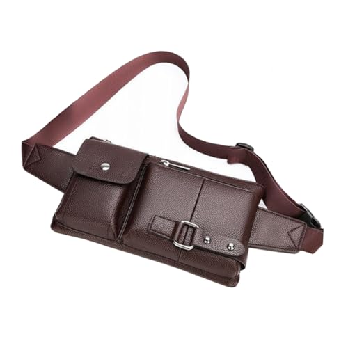 CLISPEED Vintage Herren Brusttasche aus PU Material Multifunktionale Umhängetasche und Bauchtasche Leicht und Geräumig für Outdoor Reisen Wandern Sport als Crossbody oder Hüfttasche Braun von CLISPEED