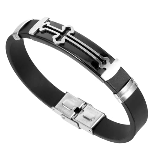 CLISPEED Vintage Kreuzarmband Herren Damen Robustes Cross Charm Armband Schwarze Wrist Chain Vielseitiges Schmuckstück für Alltag Party zu Taufe und von CLISPEED