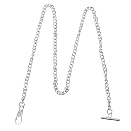 CLISPEED Vintage Metall Taschenuhr Kette Mit T-bar Schnalle Hochwertige Uhrenkette Für Männer Und Frauen Geeignet Für Anzüge Und Freizeitmode Silber von CLISPEED