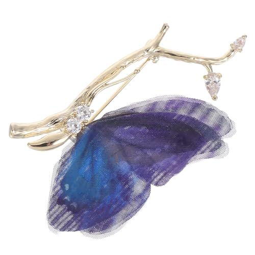 CLISPEED Vintage Organza Schmetterling Brosche mit Funkelnden Strasssteinen Antikes Kupfer Eleganter Party Mode-anstecker für Damen Vielseitiges Accessoire für Blusen Cardigans und von CLISPEED