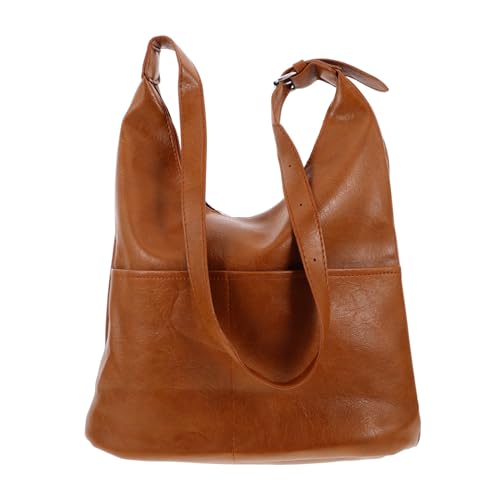 CLISPEED Vintage PU Schultertasche Damen Vielseitige Umhängetasche Große Kapazität Eleganter Retro Look Robuste Handtasche Flexibel Tragbar für Alltag und Freizeit von CLISPEED