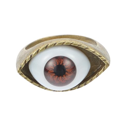 CLISPEED Vintage Punk Stil Alloy Ring mit Übergroßem Augendesign Brauner Statement fingerring für Damen Modisches Accessoire für Partys und Halloween Einzigartiger Finger schmuck von CLISPEED