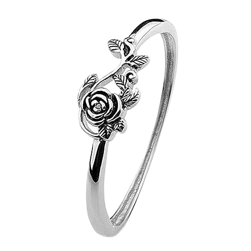 CLISPEED Vintage Silberring mit Rosendesign Eleganter Verlobungsring für Damen Zartes Fingerjuwel für Besondere Anlässe Hochzeitsring oder für Freunde von CLISPEED