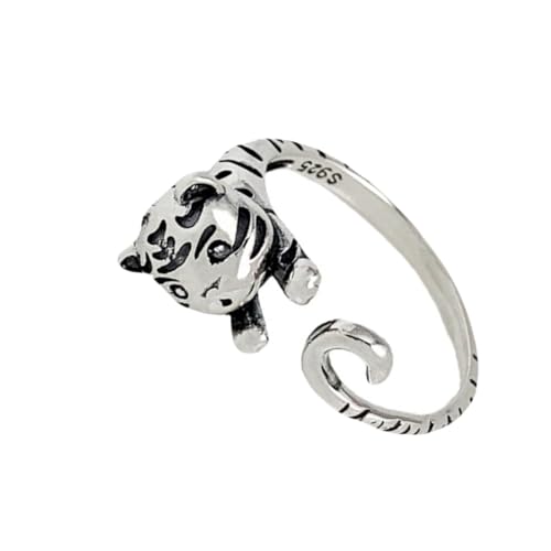 CLISPEED Vintage Tiger Open Wrap Ring Verstellbar Knöchelring Stackable Toe Ring Modischer Schmuck für Damen und Herren Glatte Oberfläche Vielseitig Kombinierbar für Alltag und Besondere von CLISPEED
