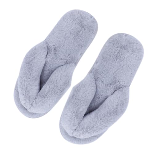 CLISPEED Warme Damen Hausschuhe aus Baumwolle Rutschfeste Gepolsterte Winter Pantoletten mit Plüsch Futter Bequeme Atmungsaktive Flip Flops für Zuhause und Alltag von CLISPEED