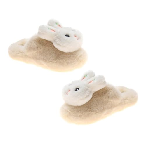 CLISPEED Warme Damen Hausschuhe mit Niedlichem Cartoon hasenmotiv Rutschfeste Baumwollpantoffeln für Herbst und Winter Flache Leichte Slipper für Gemütliches Tragen zu Hause von CLISPEED