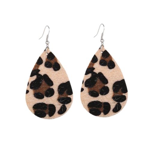 CLISPEED Leoparden-ohrhänger Elegante Damen-ohrstecker Ohrhänger Mit Leopardenmuster Kunstleder-ohrringe Für Mädchen Und Damen Tropfenförmiger Schmuck von CLISPEED