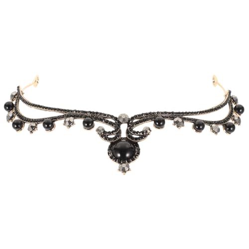 CLISPEED Wasserdichte Braut Tiara Haaraccessoire für Frauen und Mädchen Leichte Strasskrone mit Goldfarbenem Sockel und Schwarzer Perle Eleganter Kopfschmuck für Hochzeit Geburtstag und von CLISPEED