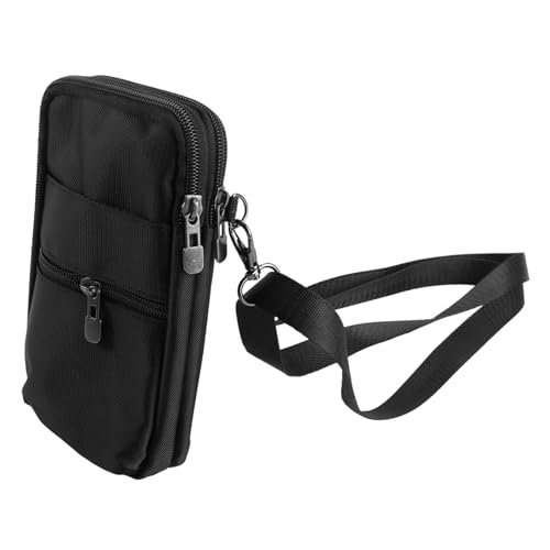 CLISPEED Wasserdichte Crossbody Handytasche aus Leichtem Cationic Gewebe mit Reißverschluss Vielseitige Schultertasche für Smartphone Ohrhörer Kleingeld Modisch Unisex Schwarz von CLISPEED