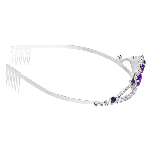 CLISPEED Wasserdichte Strass Haarreif Tiara für Hochzeit Geburtstag Party Damen Diadem mit Funkelnden Kristallen Tiefviolett Modisches Kopfschmuckaccessoire von CLISPEED
