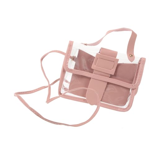 CLISPEED Wasserdichte Transparente Crossbody Tasche Damen Verstellbarer Schultergurt Leichte Portable Umhängetasche für Konzert Shopping Alltag Rosa von CLISPEED