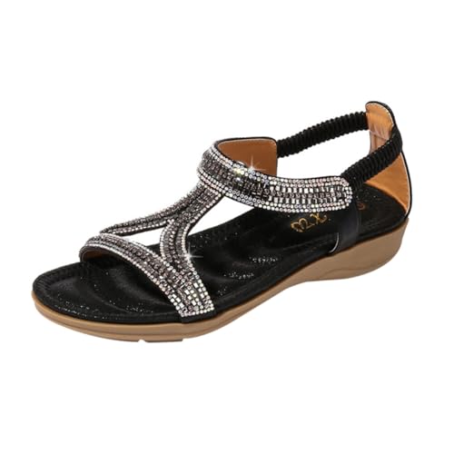 CLISPEED Wedge Sandalen Damen Plateau Sommer Strass Transparent Riemen Verstellbar Komfortable Freizeit Schuhe Schwarz Flatform Flache Sohle Alltag Party Banquet CLISPEED Wedge Sandalen Damen Plateau Sommer Strass Transparent Riemen Verstellbar Komfortable Freizeit Schuhe Schwarz Flatform Flache Sohle Alltag Party Banquet von CLISPEED