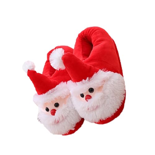 CLISPEED Weiche Warme Weihnachtsmann Hausschuhe aus Plüsch mit Rutschfester Sohle Damen Kuschelige Winter Pantoffeln für Festliche Feiertage und Gemütliche Zuhause Tragezeiten von CLISPEED