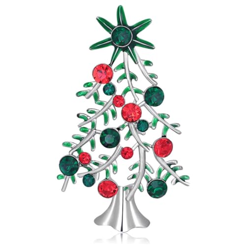 CLISPEED Weihnachtliche Brosche Weihnachtsbaum mit Funkelnden Strasssteinen Glatte Oberfläche Vielseitiger Ansteckpin für Jacken Hüte Taschen Elegantes Accessoire für Damen und Herren von CLISPEED