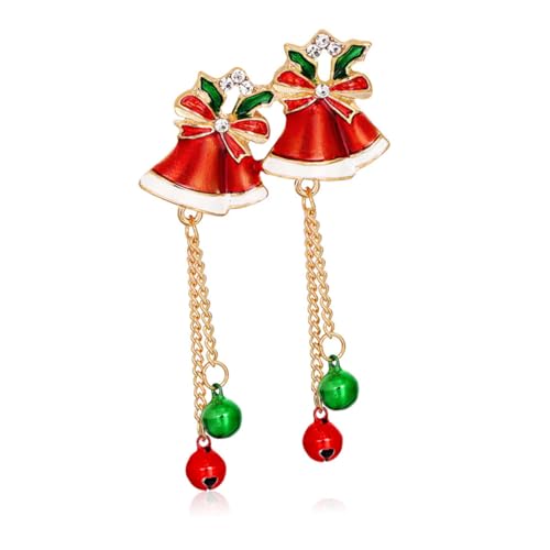 CLISPEED Weihnachtliche Brosche mit Glöckchen Design Rote Strass Stecknadel Kreative Anstecknadel für Kleidung und Rucksäcke Stabile Befestigung Vielseitiger Schmuck für Festliche Outfits von CLISPEED