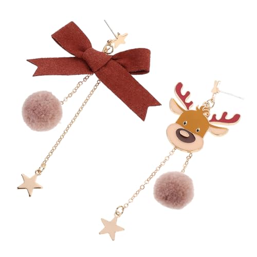 CLISPEED Weihnachtliche Damen Ohrringe Reh Design Lange Quasten Ohrhänger Silber Ohrschmuck Festliche Accessoires für Frauen und Mädchen von CLISPEED