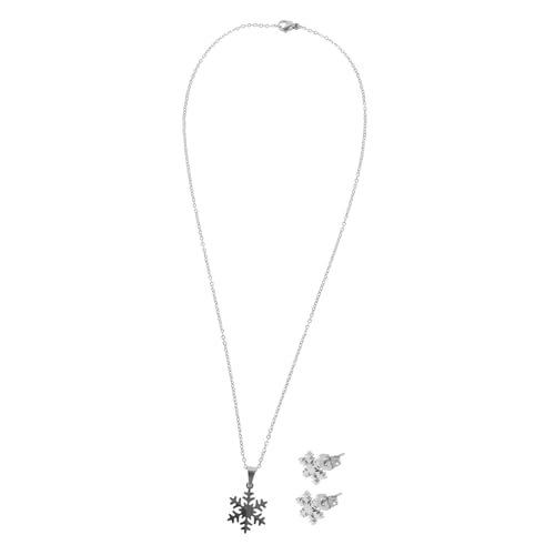 CLISPEED Weihnachtliche Schneeflocke Schmuckset Damen Halskette Anhänger Ohrstecker Festlicher Schmuck für Frauen Pulloverkette Modisch Vielseitig Einsetzbar von CLISPEED
